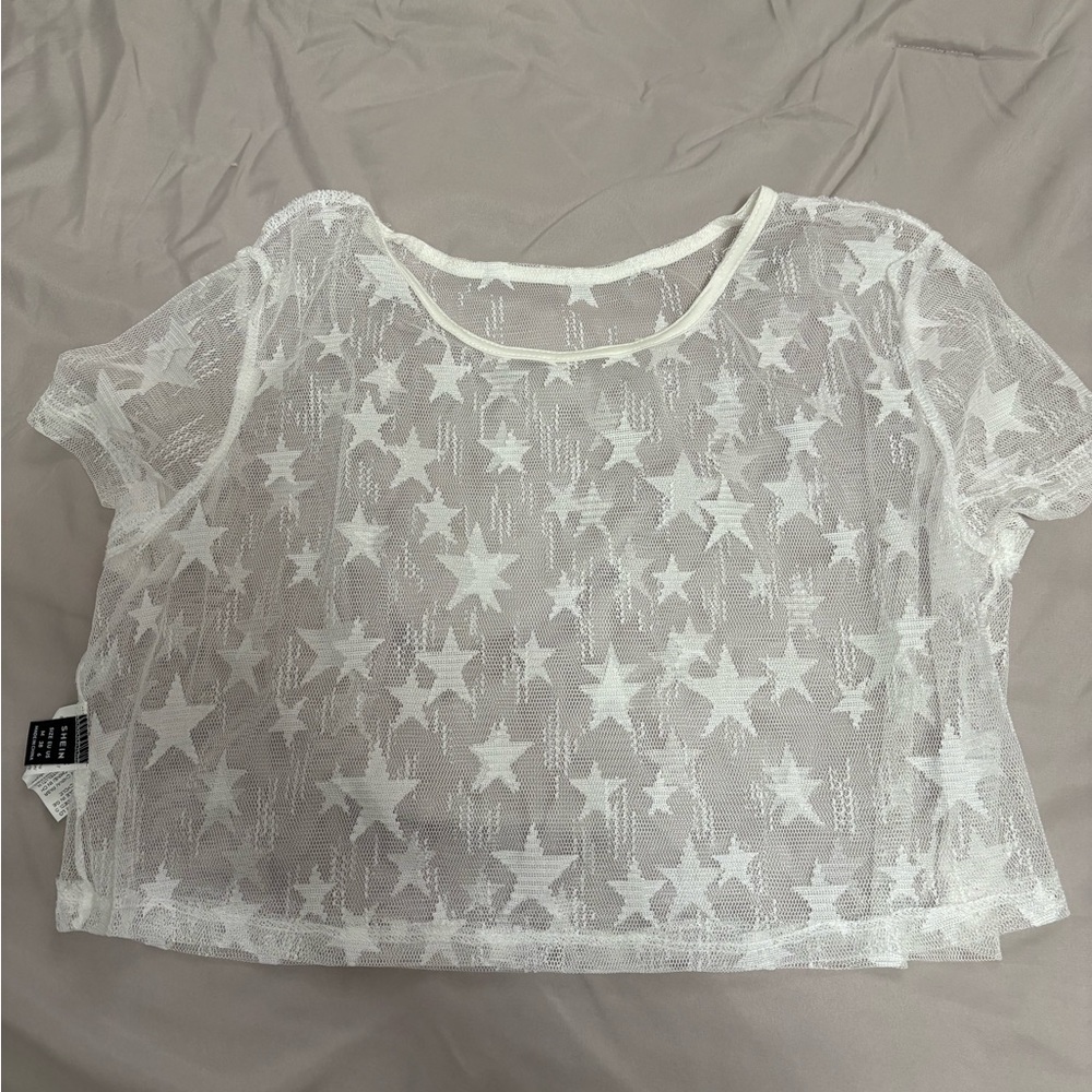 White Star Mesh Top